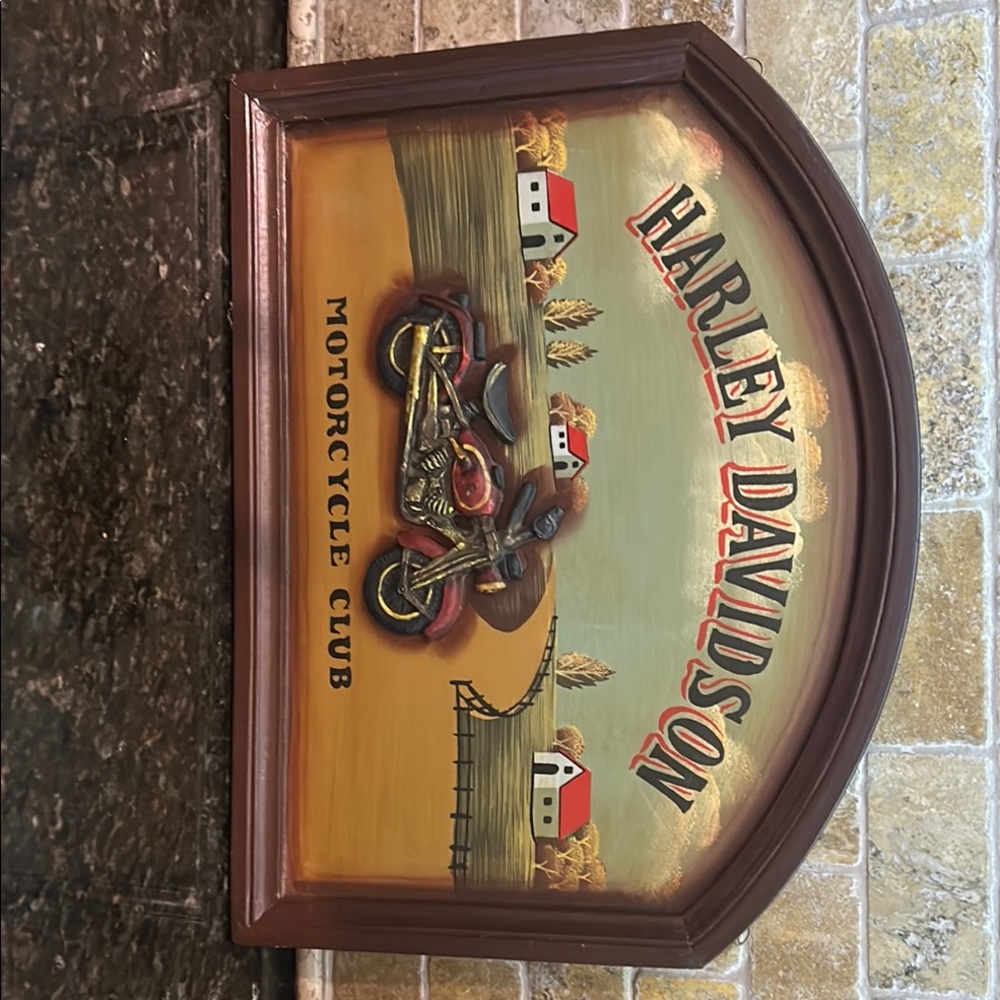 Harley-Davidson Vintage Motorcycle Art Brown and Orange